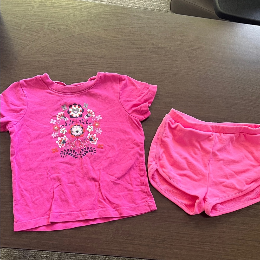 🌺 Hanna Andersson Pink Tee & Shorts Set – Size 3T
